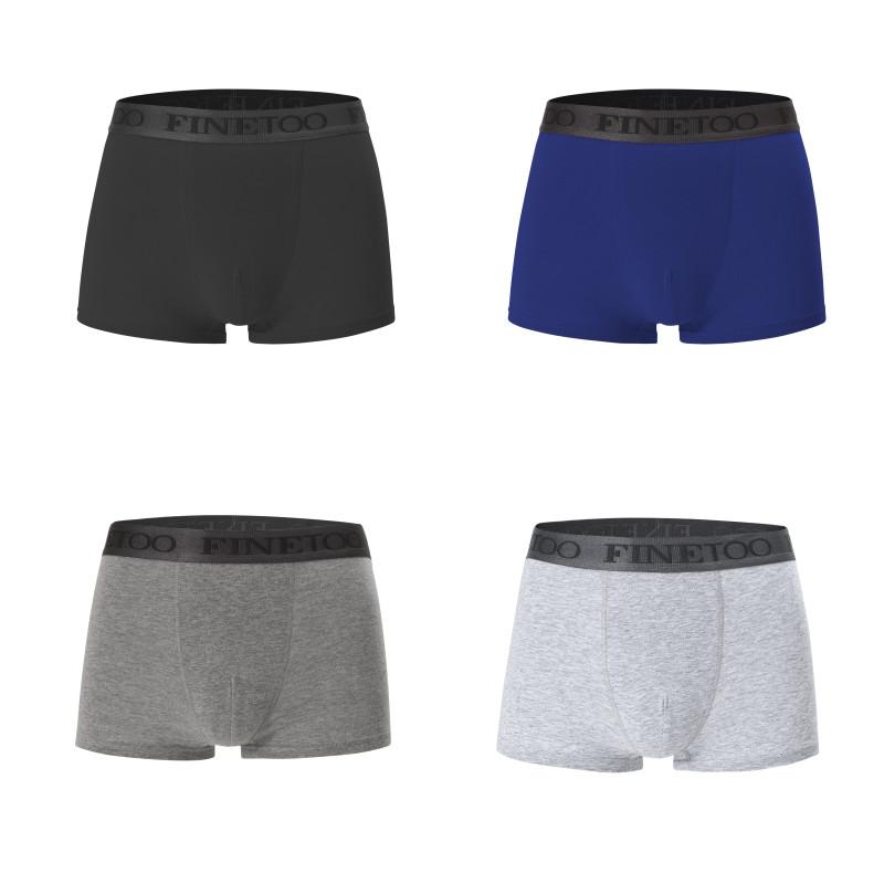 FINETOO Men Pure Cotton Boxer Brief Soft and Breathable Underwear Sweat Absorbing and Antibacterial Panties S-XXL