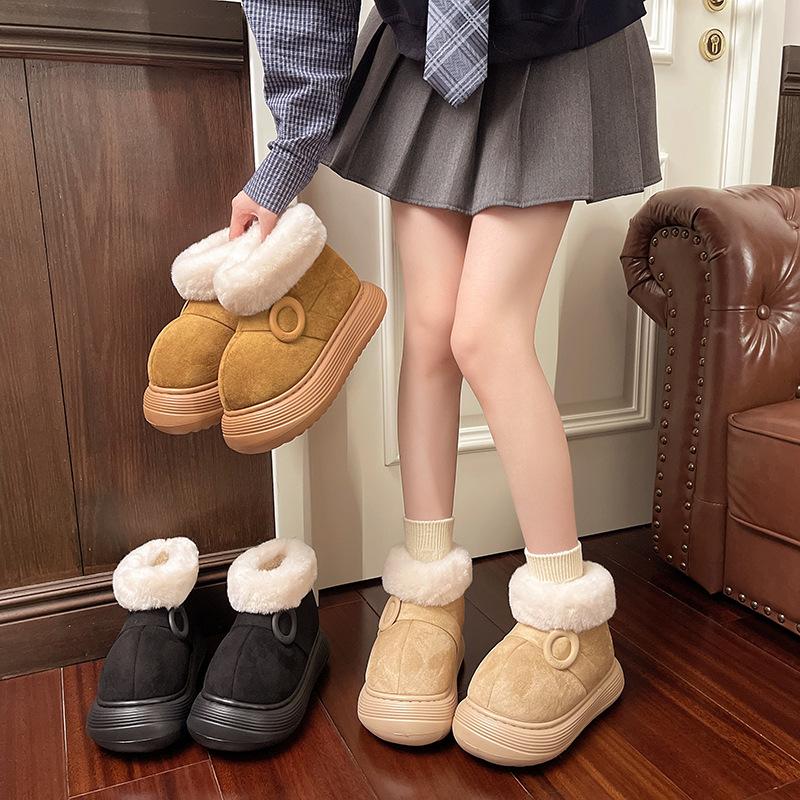 Simple Shoes, Versatile Snow Boots, New Thick-soled, Height-increasing, Fleece Cotton Shoes for Women