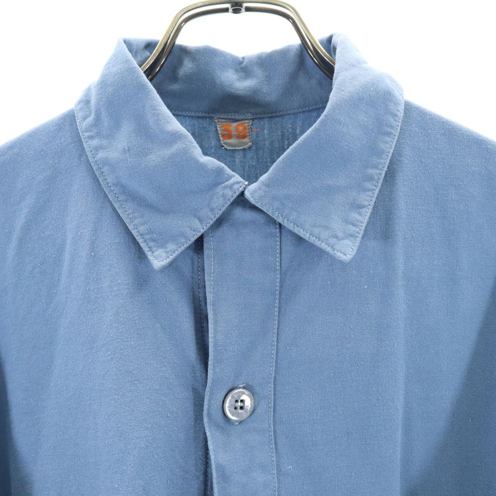 SWEDENISH ARMY 70s vintage Long sleeve Sleeping shirt 39 blue pullover Men's Used