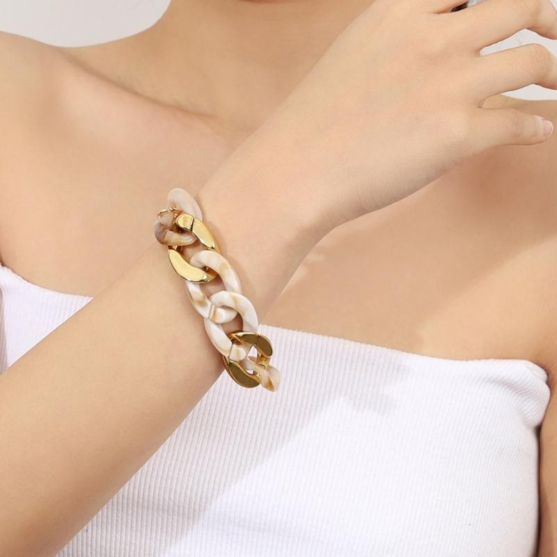 Two Tone Handchain Candy Color Resin Bangle Fashion Bracelet Jewelry Mother Day Gift for Women Autumn Winter Accessory