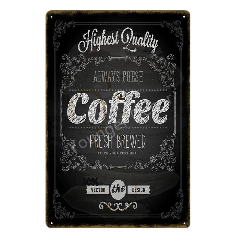 Coffee Menu Plaque Home Bar Cafe Vintage Wall Decor Art Metal Tin Signs Pub Tavern Retro Decorative Plates Metal Poster YJ177