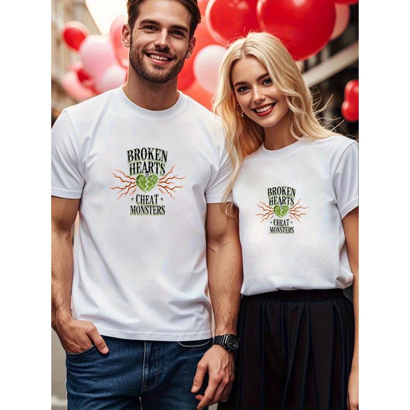 1PCS Valentine s Day Couple Casual Tee Comfortable All-day Wear Short Sleeve S