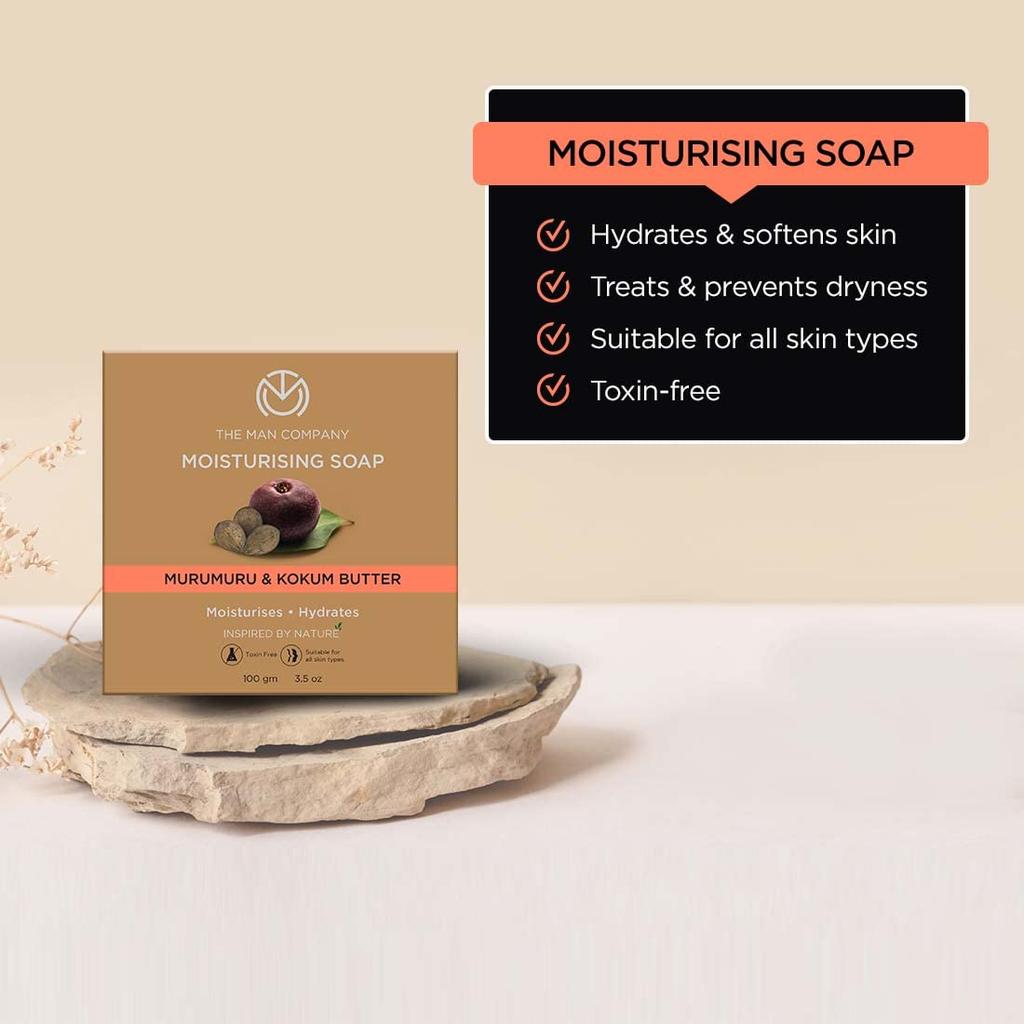 The Man Company Moisturizing Bath Soap Bar with Murumuru & Kokum Butter for Soft & Glowing Skin, Suitable for All Skin Types, 100gm (Pack of 2)
