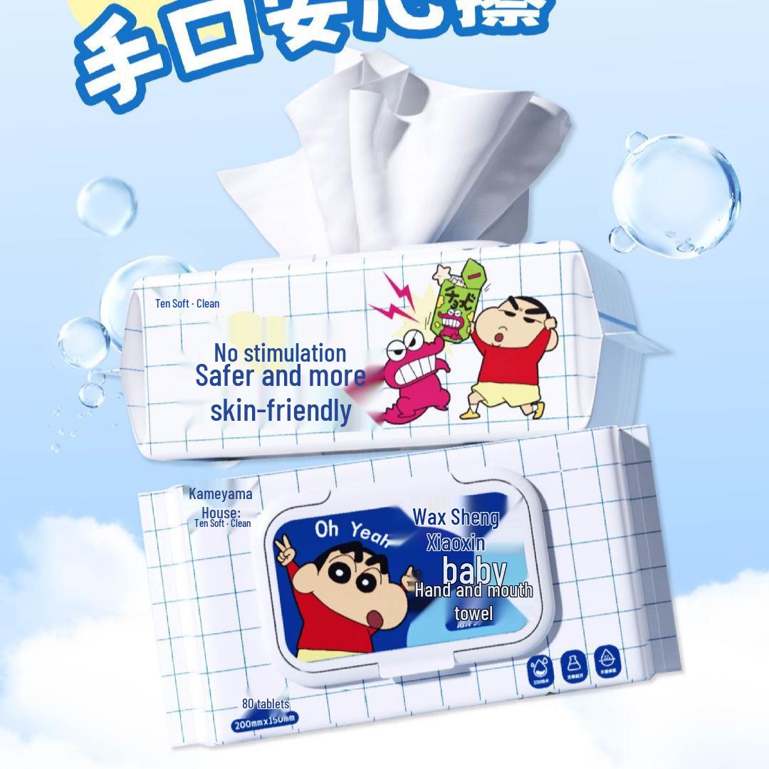 Crayon Shin-chan Baby Hand & Mouth Wet Wipes, 80-Count, Large Pack for Children s Hygiene.