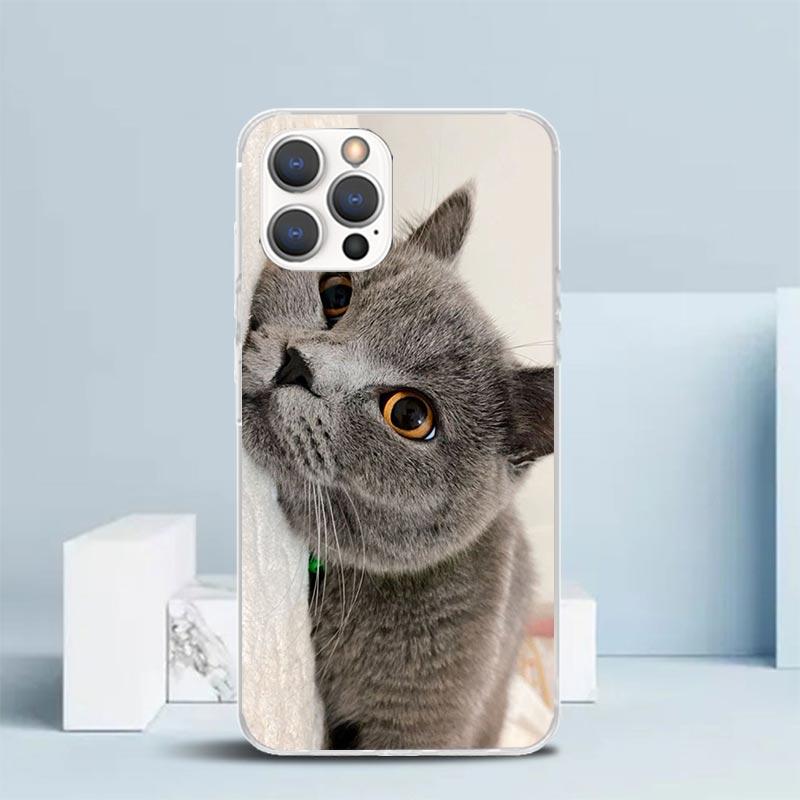British Shorthair Cat Phone Case For IPhone 16 17 Air 16E 15 14 Plus 13 Mini 12 11 Pro Max 7 8 + SE 2020 Soft TPU Back Cover 16