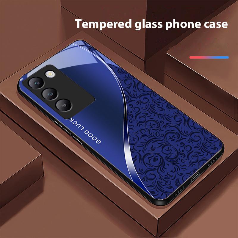 Gradient Pattern For Y72 33S 11 03 36 96 Lite 35 16 Iqoo 12 V40 SE 5G 29 40 21 30 X80 Pro Vivo Tempered Glass Phone Case Black