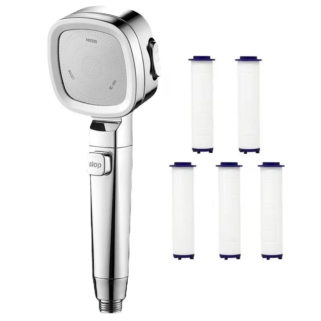 New 4 Mode High Pressure Shower Head With Switch On Off Button Sprayer Water Saving Adjustable Shower Nozzle Filter For Bathroom