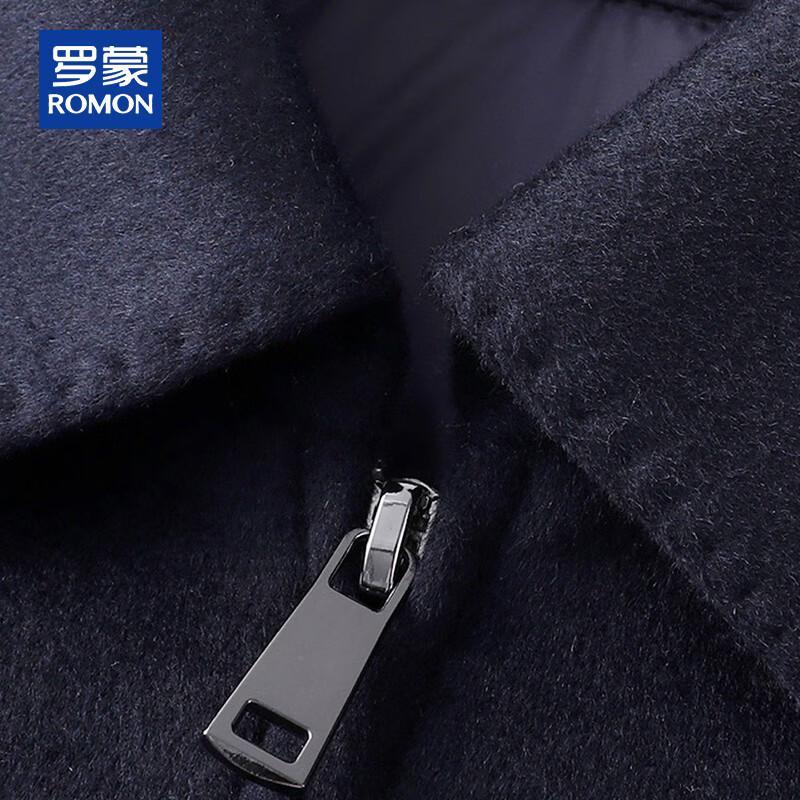 ROMON Men's Cashmere Blend Wool Coat with Detachable Down Liner