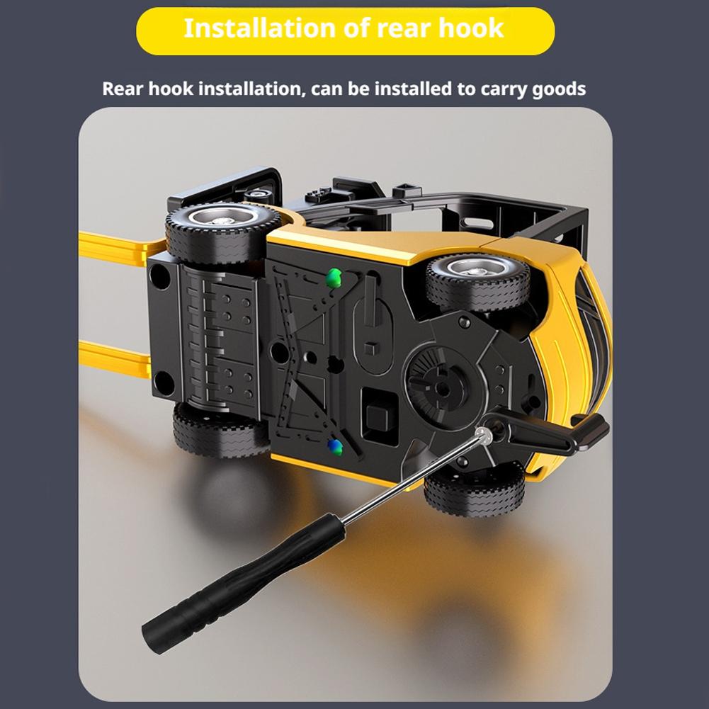 Mini Rc Truck Forklift 1/64 Alloy Diecast With Trailer Remote Control Desktop Cars For Boys Liftable Electric Excavator Engineer