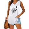 Women Fashion V Neck Tank Top Summer Casual Printed Sleeveless Top