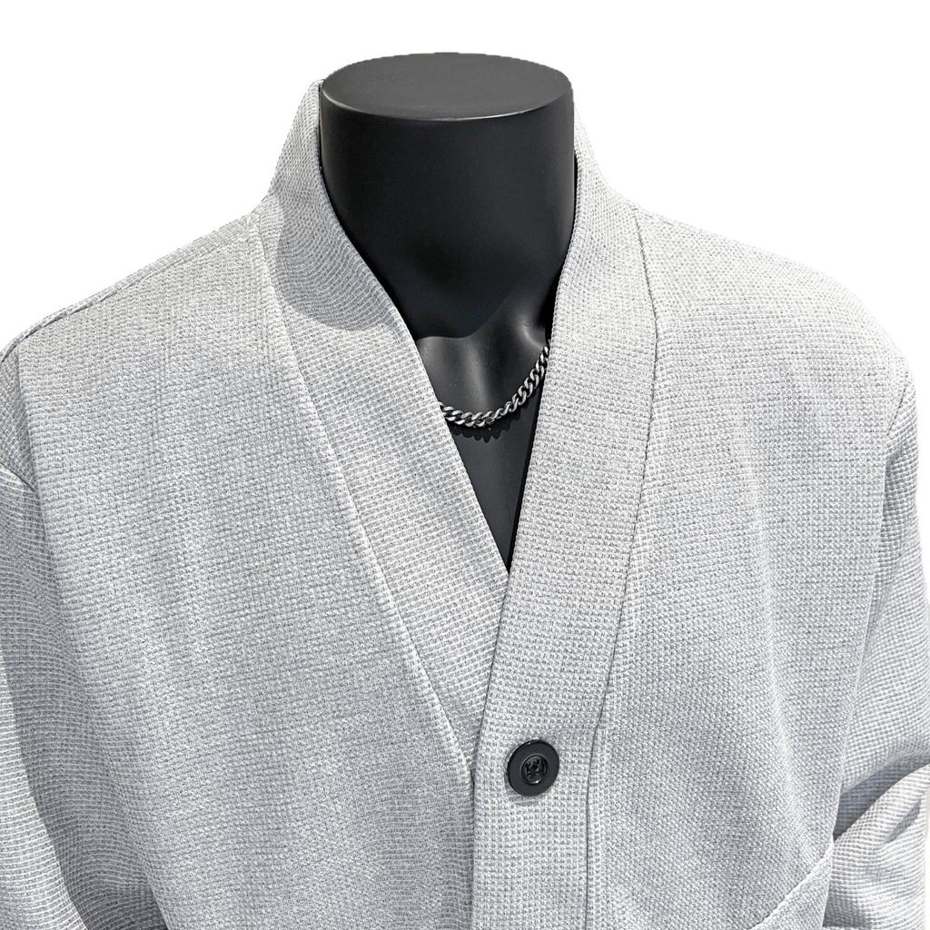 Simple fashion V-neck sweater men's 2025 new fashion men's waffle retro knitting