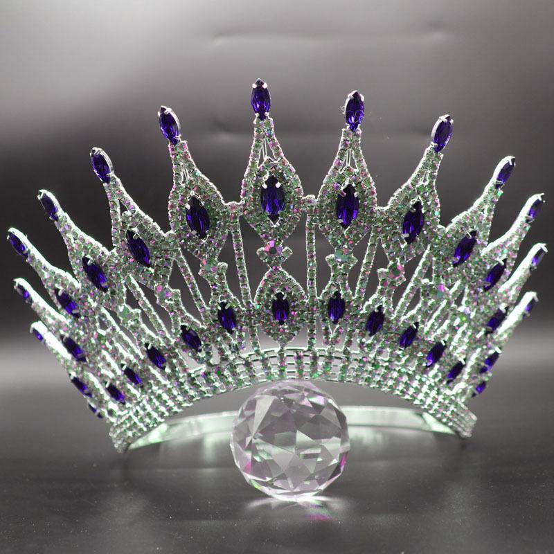 Catwalk Pageant Crown Stage Oversized Adjustable Rhinestone Crown Festive Party Headwear