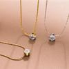 Simple Pendant Necklace Titanium Steel Chain Necklace Fashion Zirconia Necklace  for Woman