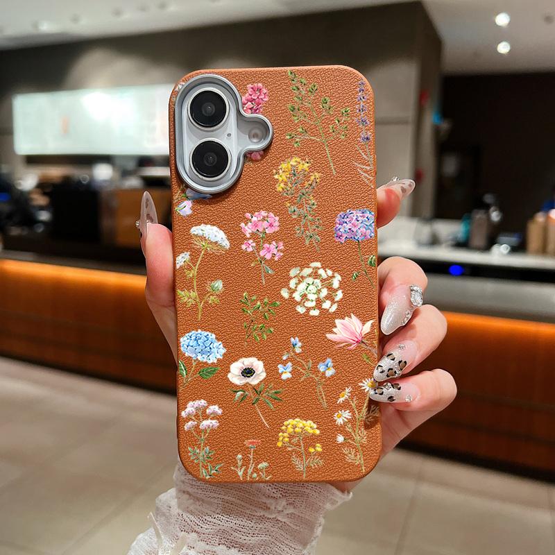 Nárazuvzdorné měkké TPU barevné květinové pouzdro na telefon pro iPhone 16 Pro 15 14 Plus 13 12 Pro Max 11 kožená textura, jednobarevný tenký kryt