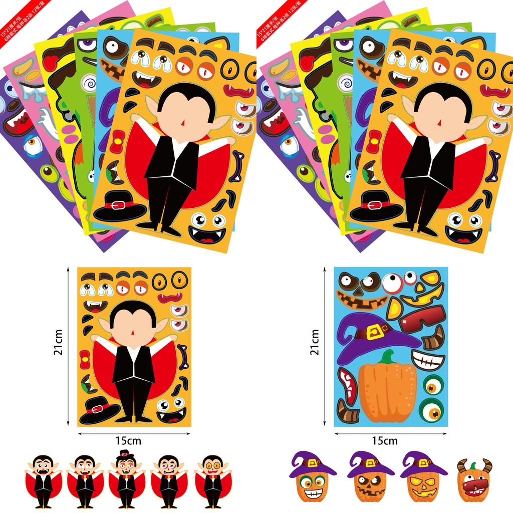 Colorful Xh061 Halloween Diy Pumpkin Puzzle Stickers For Kids Crafty Decor