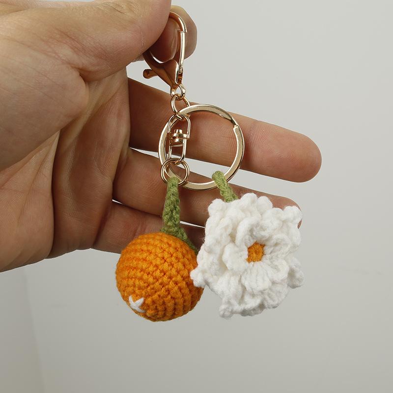 Strick Doppel Orangen Schlüsselanhänger Niedliches Frucht Design Häkel Schlüsselanhänger Für Tasche Anhänger Gestrickte Zitrone Schlüsselanhänger Personalisierte Accessoires