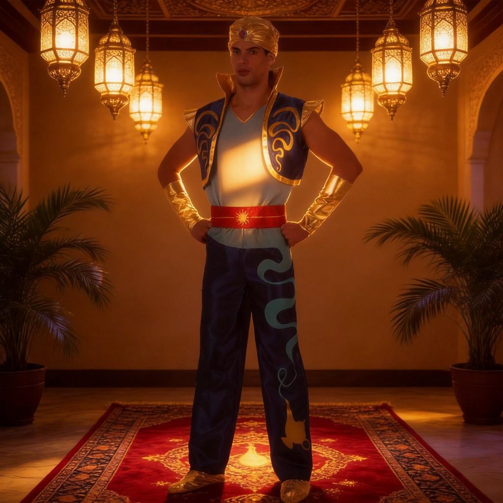 Halloweenský Cosplay Kostým Aladina a Kouzelné Lampy ze Směsi Polyesteru Pro Chlapce na Divadelní Představení