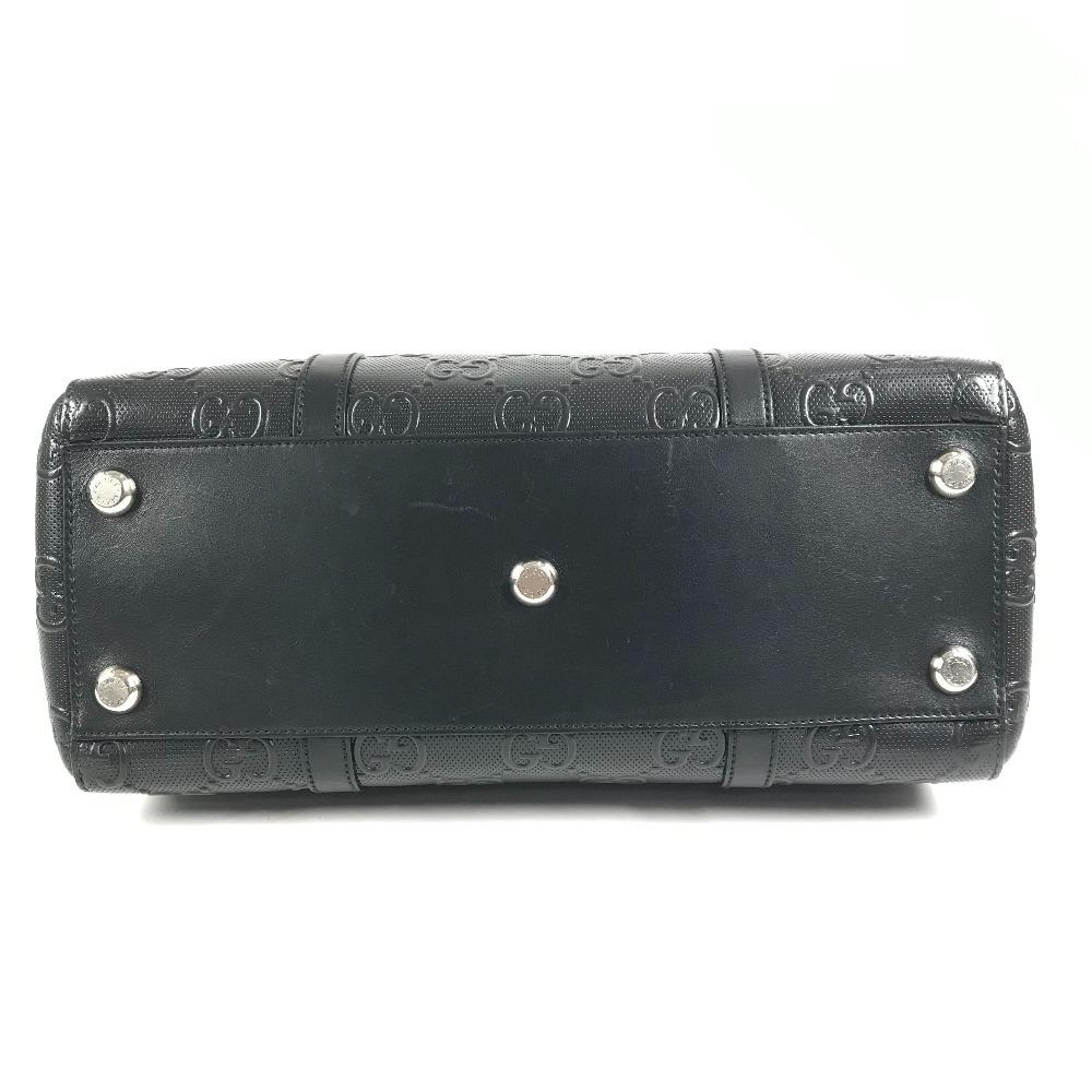 GUCCI 625774 GG embossed logo Bag Tote Bag Shoulder Bag Leather Black