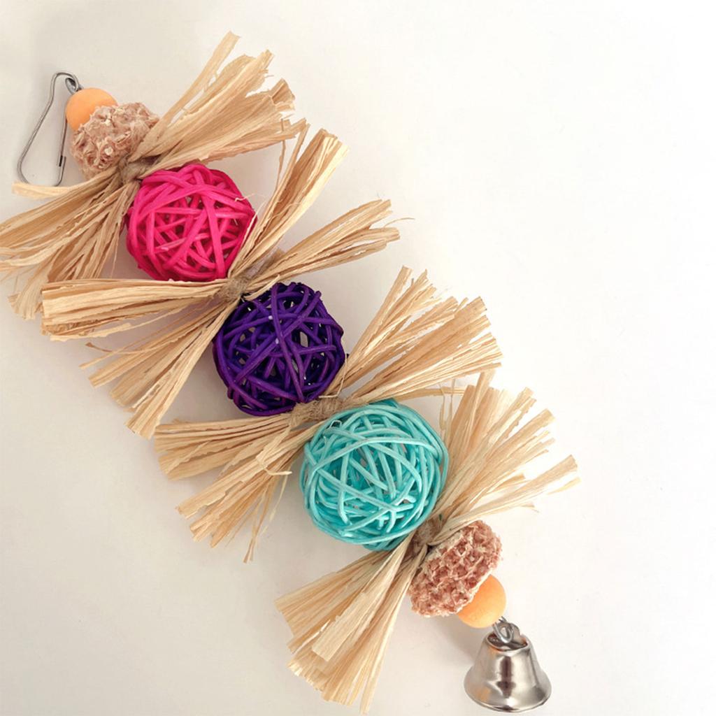 Pet Bird Chew Toy Natural Colorful Rattan Balls for Cockatiel Conure Cockatoos Teeth Grinding Toy for Cage