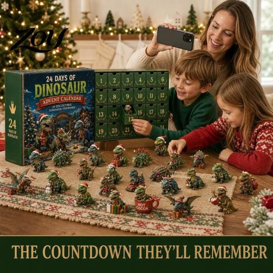 Unique Holiday Gift for Toddlers Dinosaur Advent Calendar, 24Pcs Acrylic Ornament Set with Cute Figures Collection Dino Figures, Christmas Countdown