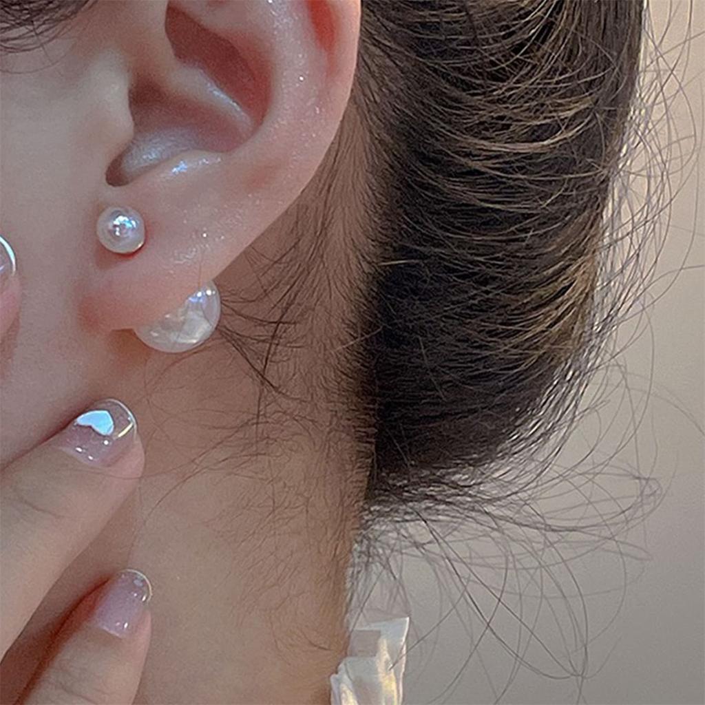 Mote Dame Ball Doble Øredobber Delikate Tosidige Kunstige Perle Ørestikker for Kvinner Boucle Jentegaver Smykker