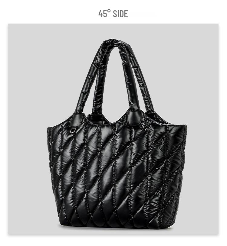 Women's Large Capacity Quilted Nylon Tote Bag for Autumn and Winter