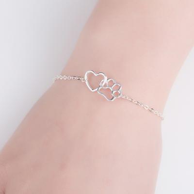Unique Simple Women Dog Paw Print Heart Chain Bracelet Jewelry Accessory for Valentine Day