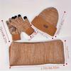 Glove Scarf Three Piece Set Winter Outdoor With Fleece Insulation Ear Protection Knitted Yarn Wool Hat Men Female