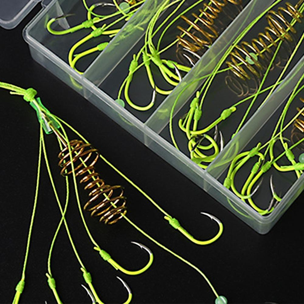 4PCS with Spring Feeder Carp Fishing Lure Hooks PE Carp Jig Hooks Fishing Hook  Coarse Fishing 8#