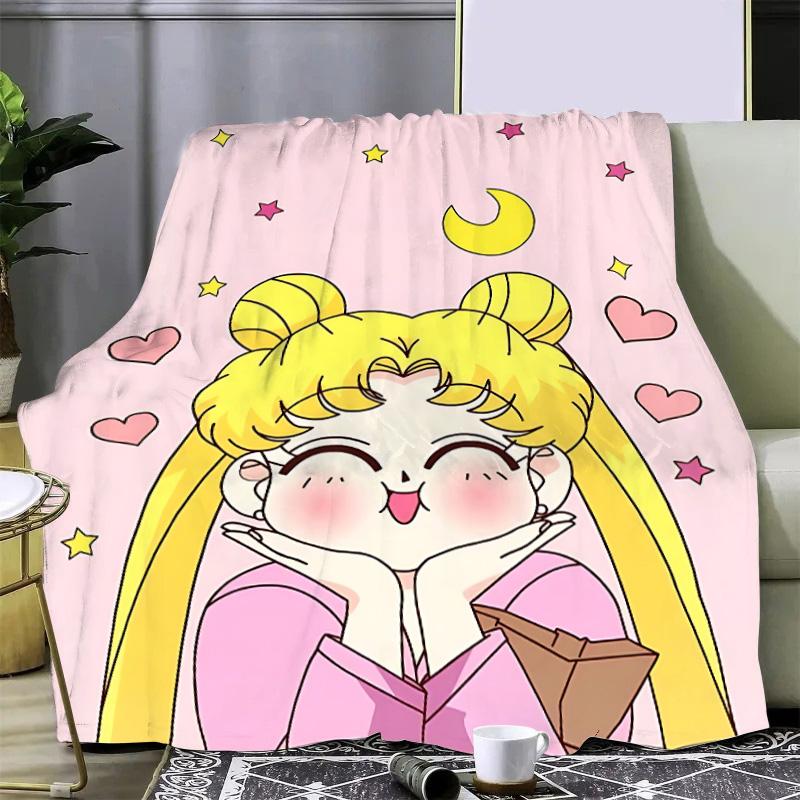 Japan Anime Cute Printed Blanket Picnic Blankets Warm Blanket and Comfortable S-Sailor M-MoonS Blanket Home Travel Birthday Gift