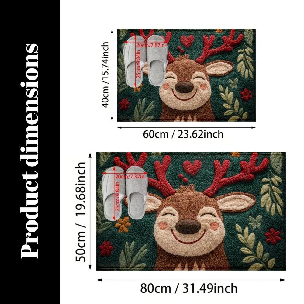 Christmas Cartoon Deer Floor Mat - Anti-Slip Indoor And Outdoor Entrance Floor Mat, Porch Path Carpet, Home Decoration