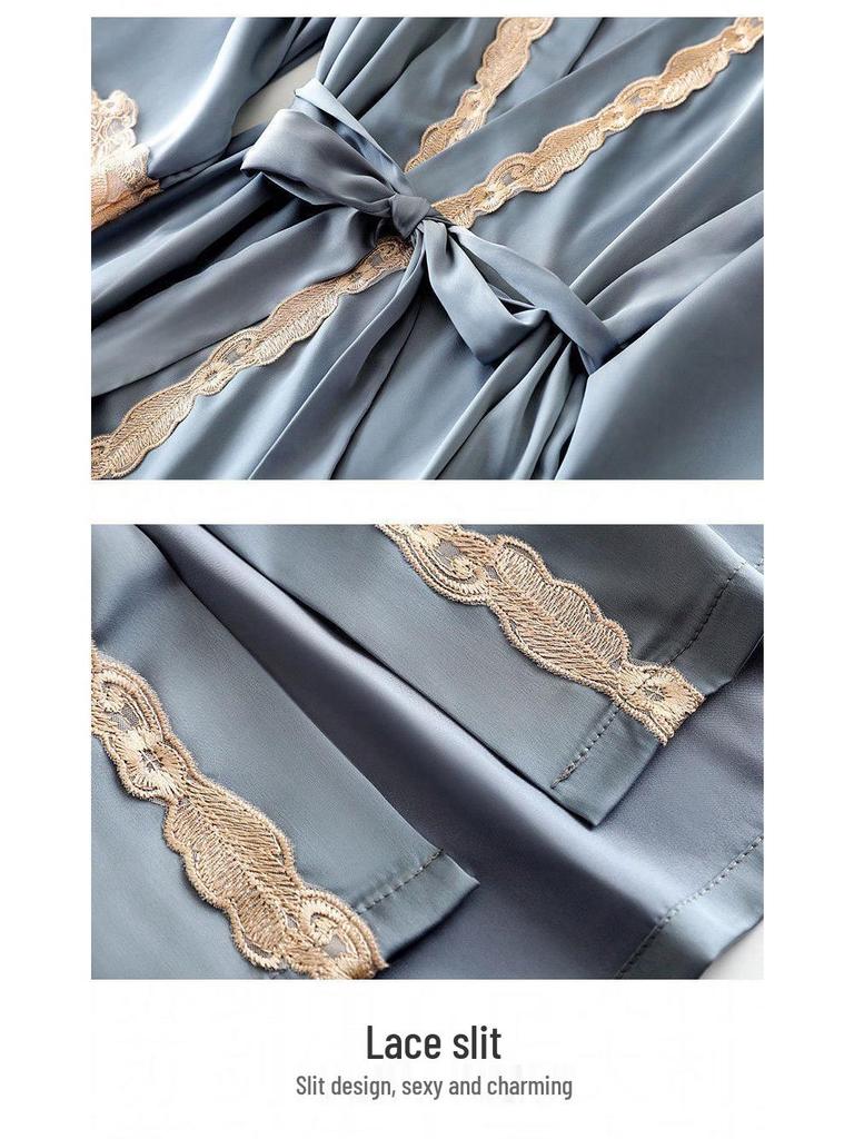 Ice Silk V-Neck Camisole & Pajama Set for Women - 5-Piece Spring & Autumn Collection