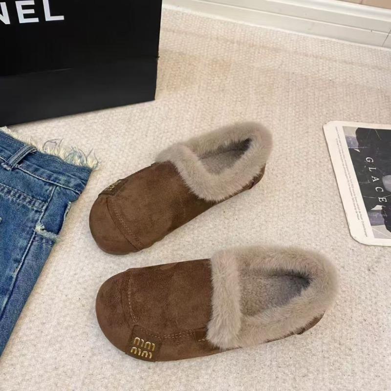 Winter new retro flat-bottomed shallow-mouth velvet warm Doudou shoes with one foot, soft-soled non-slip cotton shoes