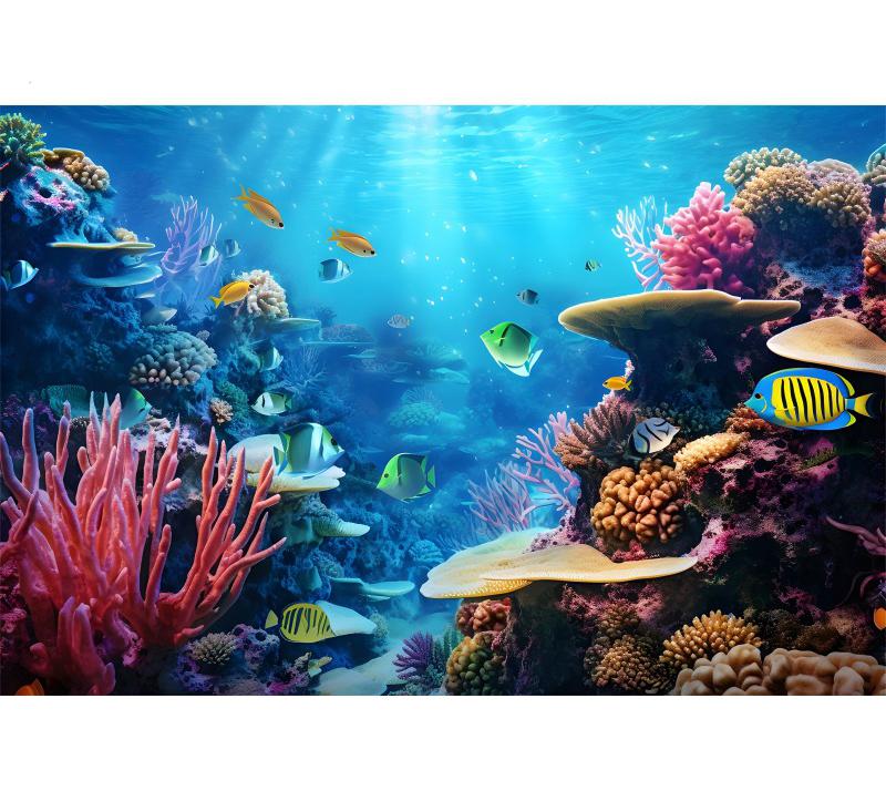 Underwater World Fish Coral Aquarium Theme Photography Backdrop, Children's Birthday Party, Home Decoration Photography Backdrop