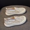 2025 Summer New Fashion Platform Mesh Shoes Casual Fisherman Shoes Breathable Hollow Women Lazy Lace One Pedal Women