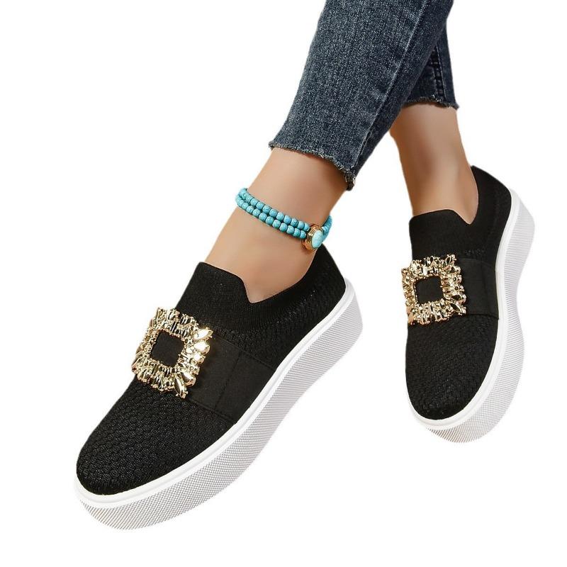 Thick-soled fly-woven breathable low-top single shoes women's chain decorative foot cover lazy