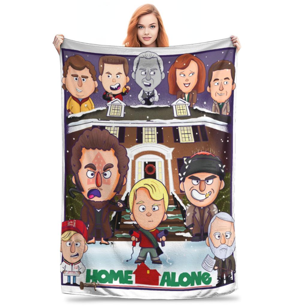 Home Alone Cartoon Cute Fleece Throw Blanket Kevin Macaulay Culkin Blanket for Sofa Couch Ultra-Soft Quilt