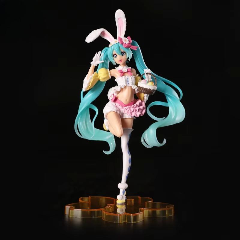 

23CM Hatsune Miku Anime Figure Kawaii Pvc Model Doll Action Figurals Rabbit ears Collect ornaments Christmas Toys gifts 22cm No box