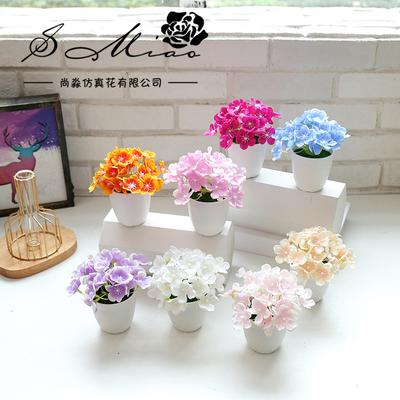1Pc Artificial Simulation Silk Flower Bonsai Small Hydrangea Potted Plant Landscape Home Office Desktop Decoration