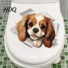 Bathroom Wall Decals Cartoon Dog Toilet Lid Sticker 3D Effect Puppy Decal for & Decorative Lid Animal Decoration Sticker Home Office Living