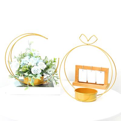 1PC Ornamento Composizione Floreale Vaso da Tavolo Cesto di Fiori in Ferro Luna Semplice Oro Matrimonio