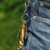 Rockyu Key Holder Mens Cowhide Leather Alloy Vintage Motif Fringe Long Type Brown Stylish Bag Charm Car Birthday Christmas Gift