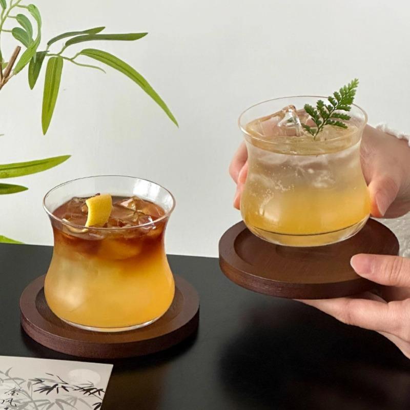 Reverse-mouthed Tulip Glass Cup,Simple Transparent Whiskey Glass Cups,Creative Specialty Mixed Juice Glasses Cup,Bar Cafe Tools
