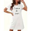 Women's Casual Dress with Letter Print, Short-Sleeved Round Neck T-Shirt Dress, Comfortable