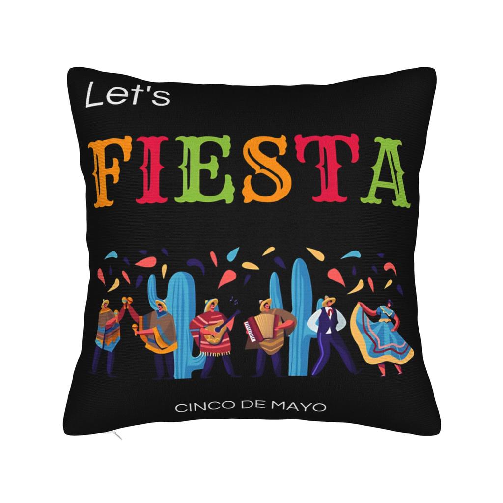 Let'S Fiesta Party Printed Pillow Case Mexican Amigo Cinco De Mayo Sombrero Morden Pillow Cover Soft Pillowcases