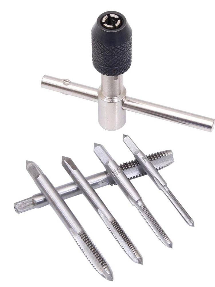 New 6 Pcs/Set Tap Drill Wrench Tapping Threading Tool M3-M8 Screwdriver Tap Holder Hand Tool Thread Metric Plug Tap Screw Taps