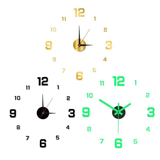 Luminous Arabic Numerals Clock Modern Design Battery Powered Silent Decorative 3D DIY Wall Clock for Living Room
