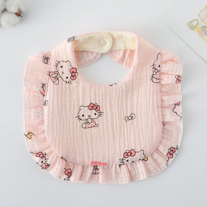 Ruffle Baby Drool Bibs: Pure Cotton Printed Lace Bibs