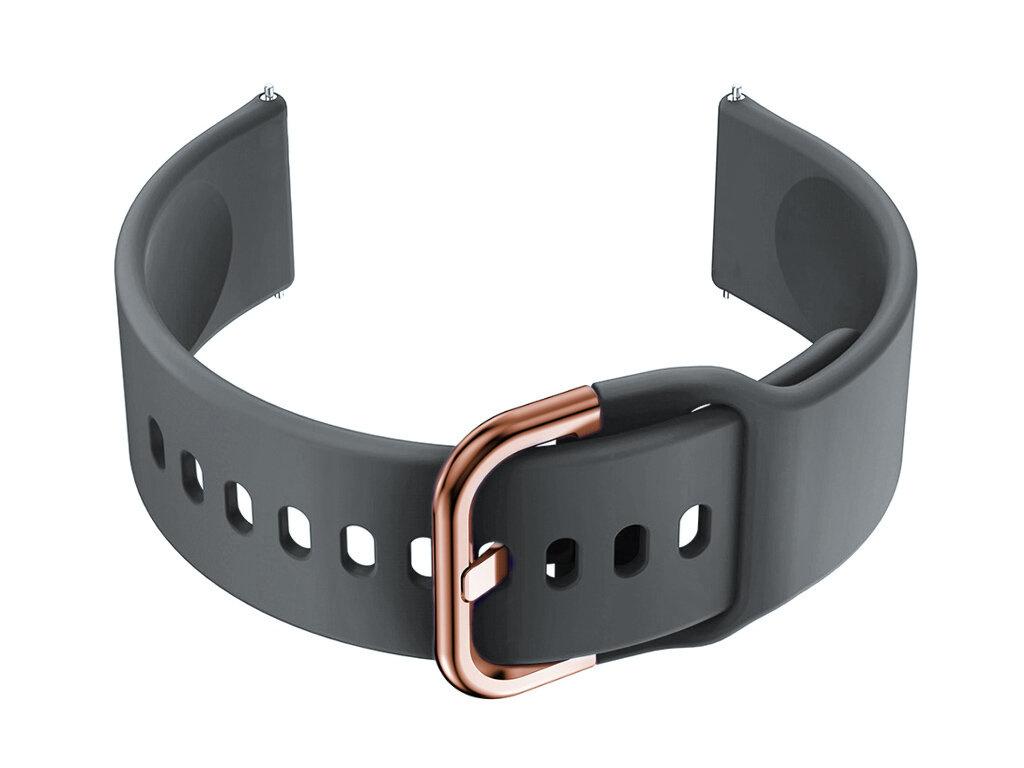 Pasek Gumowy Do Smartwatch U01 - Ciemny Szary/R.gold - 18Mm