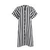 Women's Casual Cotton And Linen Striped Printed Short Sleeved Shirt Dress